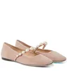 Yazlar için Günlük Ayakkabı Kadınlar Flats Ade-Suysuz Süet Balerin Daireleri İnci Kayış Düğün Elbise Ayakkabıları Kutu