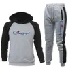 22 Tracksuits Autumn Sets de Algodão de Algodão 2 Piece Hoodies + Calças Esporte Ternos Casuais Homens / Mulheres Suéter Sportswear