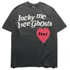 2023 Mens T Shirt Designer "Lucky Me I See Ghosts" Cotton Crew Neck Print Quick Dry Anti-Wrinkle Men Spring Summer High Loose Trend Short Sleeves