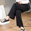 Женщины шикарные офис носить прямые брюки Винтажные высокие брюки с мешковатыми корейски