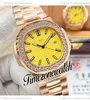 New 40mm 5711 A2813 Automatic Mens Watch 5711/1A Yellow Textured Dial Stick Markers Diamond Bezel Stainless Steel Bracelet Sport Watches Timezonewatch