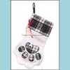 Christmas Decorations Festive Party Supplies Home Garden Creative Blanks Plaid Decor Cuff Gift Holder Dogs Paw Shape Socks Plush Stocking