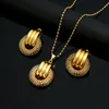 Earrings & Necklace Trendy Thick Circle Pendant For Women Girls Gold Dubai Jewelry Set Africa Ethiopian Statement Bridal Wedding NecklacesEa
