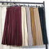 Peiyingni Cantura alta saia feminina casual vintage sólido com cinto midi saias midi lady 11 cores moda simples saia mujer faldas 220701