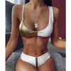 Kadın Mayo Seksi Mesh Bikini Mayo Bikinili Gold 2022 Kadınlar Fermuar Mayo Biquini Femme için Yüzme