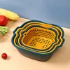 Kitchen Storage & Organization Double-layer Plastic Drain Basket Washing Strainer Baskets Drain Water Bowl Fruits Vegetable Rice Cleaning Colander Tool ZL0270