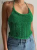 FSDA Halter Neck lavorato a maglia Y2K Crop Top Backless Women Green Casual Spaghetti Strap 2022 Summer Tank Tops Sexy Cami senza maniche G220414