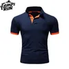 Été à manches courtes Polo hommes mode polos décontracté mince couleur unie affaires hommes polos vêtements pour hommes 220402