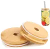 1000pcs Bamboo Cap Lids 70mm 88mm Reusable Wooden Jar Water Bottle Sublimation Tumber Lid with Straw Hole and Silicone Seal Sea Deliver