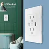 US Socket med 2 USB Port Charger 5V 2100MA 3100MA Vit Wallpad Luxury Wall Dubbel USB Electric Power Outlet Pan Panel 15A1122248