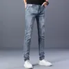 Jeans masculinos Blue Spring Cotton Slim Elastic Ltaly Brand Brand Fashion Business Troushers Male Casual Classual Summer Summer Pants