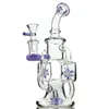 Wholesale Double Recycler Perc Hookahs Bent Type Style Propeller Percolater Bongs Oil Dab Rig Water Pipe With Glass Bowl Smoking Pipes 14.5mm Female Joint XL167