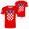 Męskie koszulki T Shirt DIY darmowy numer niestandardowy numer T-shirt HRV Nation Flaga Chorwacki kraj Hrvatska Republika druk po logo odzież