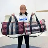 duffle bags Fitness Bag Portable Dry Wet Separation Shoe Compartment Luggage Large Capacity Oxford Cloth Lattice Travel Bag Can Be Covered with Pull 220707