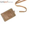 PU ID Leather Card Holder Name Tag Exhibition Identity Cards Business Badge Holder With Lanyard School Reusable Name Badges