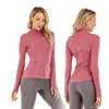 Fitness Women Sports Slim Jacket Top Stand-Up Collar Half Zipper Lång ärm tätt jackor Yoga Skjorta Gym Tum Tum Athtic Coat Gymkläder Aktivkläder Kläder