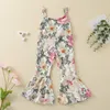 Girls Harlan Pants Cotton Summer Overalls Suspenders Printed Bell Bottoms Pants Boutique Flared Wide Leg Harem Trousers BA8090