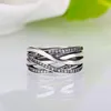 Bröllopsringar Octbyna Fashion Silver Color Bow Knot Stapelbar Ring Micro Pave Cz Passar Fint för kvinnor Party Engagement Jewelry Rita22