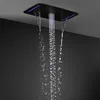 Mat Siyah LED Duş Seti Masaj Yağış Şelale Duş Başlığı Banyo 5 Fonksiyonlu Termostatik Mikser Musluklar Yan Sprey