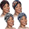 Bohem Türban Şapkası Kadınlar İçin Yumuşak Ön Bağlı Knot Moda Baskı Pileli Hijabs Bonnet Beanie Headwrap Uyku Kapakları