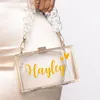 Bolsas de cosméticos Casos de embreagem acrílica bolsa com nome Hen Party Damas de honra Presentes de casamento Bolsa de favor personalizada Handbgcosmetic