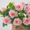 Fiori decorativi ghirlande e 1 mazzo di rose di seta bianca sposa artificiale con peonia falsa casa matrimoniale christdecorative decoratedecc