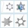 Ups warmteoverdracht metaal sneeuwvlok hanger diy sublimatie blanco kerstdecoratie kerstboom ornament