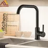 Quyanre Matte Black 360 Ruota Rubinetti da cucina Rubinetto da cucina in acciaio inox Rubinetto monocomando per acqua calda fredda Gru per cucina T200423