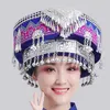 Hmong Miao Dance Hat for Women Party Traditional Clothing Hats with Tassel Association Performance Performan