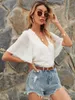 Bloups feminina camisas Yose Elegante Dobby Blusa Primavera Verão Summer Long Sleeve V Sheer Ladies Sexy Mulher Top 2022 Women's