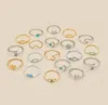 19 Pcs/set Charm Gold Silver Finger Ring Set Vintage Boho Ocean Wave Turquoise Starfish Knuckle Party Rings Punk Jewelry Gift for Girl Women