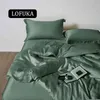 LOFUKA luksusowe kobiety zielone 100% jedwabną pościel jedwabną kołdrę Cover Queen King Sheet Pillcase Line do głębokiego snu