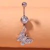 Crystal Belly Navel -knappringar med hjärta zirkon droppe dingle body mage piercing smycken för kvinnor
