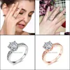 Bandringen sieraden 925 Sterling Sier Rose Gold Color Women CZ Wedding verlovingsring Drop levering 2021 TM5QX