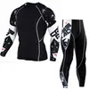 Les nouveaux ensembles de compression de fitness T-shirt Men 3D MMA CrossFit Muscle Shirt LEGGINGS LEGGING COMMER