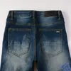 Donkerblauwe jeans mannen patch slank fit 11 hoogwaardige biker denim broek hiphop broek maat 28-40