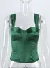 Tawnie Y2K Satin Off Shoulder Corset Cropped Top Women Sleeveless Backless Sexy Strapless Vest Skinny Summer Tank Tube Tops 220325