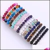 Beaded Strands Bracelets Jewelry 8Mm Strand Natural Stone Healing Crystal Stretch Beaded Bracelet Women Men Fashion Handmade Precious Gemst