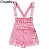 Chumhey 0-11t夏の子供の服セット女の子のズボン子供のためのジーンズのズボンデニムオーバーオールサスペンダーショーツピンクジャンプスーツのズボン220419