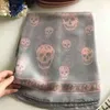 Halsdukar Summer Beach Square Shawl Ladies Designer Skull Print Chiffon Scarf Muslim Hijab For Women Skeleton Wrap 120cm 120cmscarves