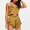 Women's Sleepwear 2Pcs/Set Sexy Summer Pullover Solid Color Plus Size V Neck Flounced Edge Sling Shorts Women Short Pajama NightwearWomen's