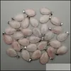 Charms Jewelry Findings Components Natural Stone Hexagonal Pillar Heart Cross Waterdrop Shape Rose Quartz Pendants For Making Diy Necklace