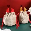 Flanelette trekkoordzak Elk Santa Claus Candy Gift Bags Antler Halloween Kerstmis Candies Bag Xmas Tree Hanging Decoratie BH77543821