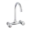 SHAI Wall Mounted Kitchen Faucet Wall Kitchen Mixers Kitchen Sink Tap 360 Degree Swivel Flexible Hose Double Holes T200424