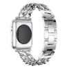 Dubbelkedja Armband Metallrem för Apple Watch Series 7 6 5 4 3 SE Alloy Women WatchBand Iwatch 45mm 41mm 44mm 42mm 40mm 38mm armband Smart tillbehör