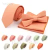 Båge slipsar fin färg ljusgrön rosa orange solid 6 cm slips bowtie näsduk uppsättningar bomull män passar bröllop fest cravat tillbehör topp fi