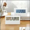 Desk Table Clocks Home Decor Garden Lcd Student Bedside Led Clock Creative Digital Mti-Function Weather Electr Dheyd