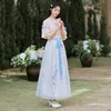 Sıradan elbiseler Yaz Giyim Hanfu Han Geri Yükleme Antik Yollar Elementler Beş Kadın Yakası Kollu Bluz Pozlu İşlemeli Elbise Valiz