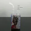Стеклянная курительная труба вода кальяна цветная квадратная изготовленная стеклянная стеклянная сигарета набор стеклянная бутылка с водой