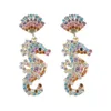 Statement Colorful Rhinestone Seahorse Earrings for Women Shiny Crystal Dangle Earring Beautiful Cute Jewelry Gifts